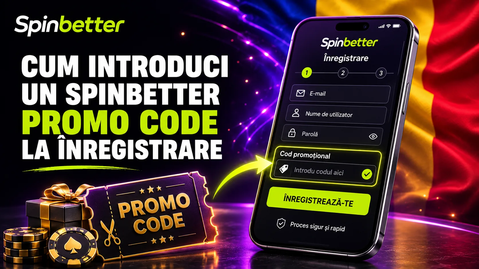 cum introduci un SpinBetter promo code la înregistrare